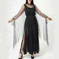 thumbnail image 6 of Dresses for Women Fall Halloween Black Costume for Women - Halloween Costumes，maxi Dress Solid Dark Gothic Style Long Dress S-223 Black One Size, 6 of 8
