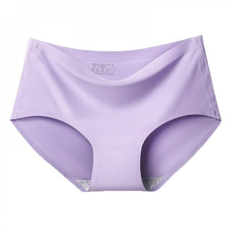

Xmarks Women s Seamless Briefs Ice Silk Panties Mid-Rise No Show Underwear Purple M