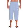 thumbnail image 6 of Baggy Sweatpants Men, Mens Casual Capri Pants Elastic Waist Lightweight Breathable Lounge Loose Fit Cropped Pants Beach Vacation Shorts Light Blue XXXL, 6 of 7