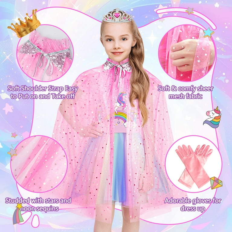 Princess Dress Up Set for Girls, Princess Costume Toys for Toddlers,  Christmas & Birthday Gift for Kids Ages 3-7