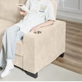thumbnail image 6 of AENKYO 84" Modern Corduroy 3-Seater Sofa, Compressed Couch with Built-in Cup Holders & Washable Covers, Beige, 6 of 8