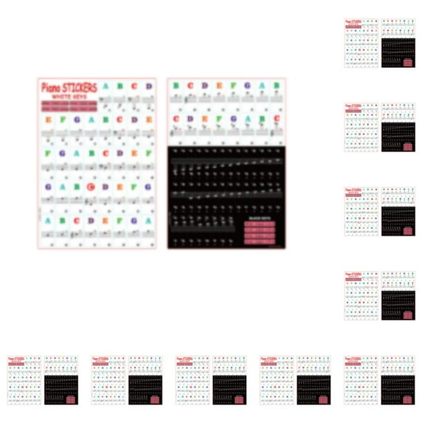 Inteprter 88/61/54/49 Key Piano Stickers Detachable Decal Labels Intonation Pianos Keyboard Electronic Note for Beginners Como se muestra 10Conjunto