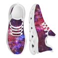 thumbnail image 1 of Zapatillas deportivas con estampado de cielo estrellado rojo, cómodas y transpirables, con plataforma tejida, para correr, personalizadas, 1 of 6