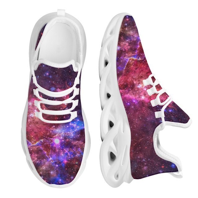 Zapatillas deportivas con estampado de cielo estrellado rojo, cómodas y transpirables, con plataforma tejida, para correr, personalizadas