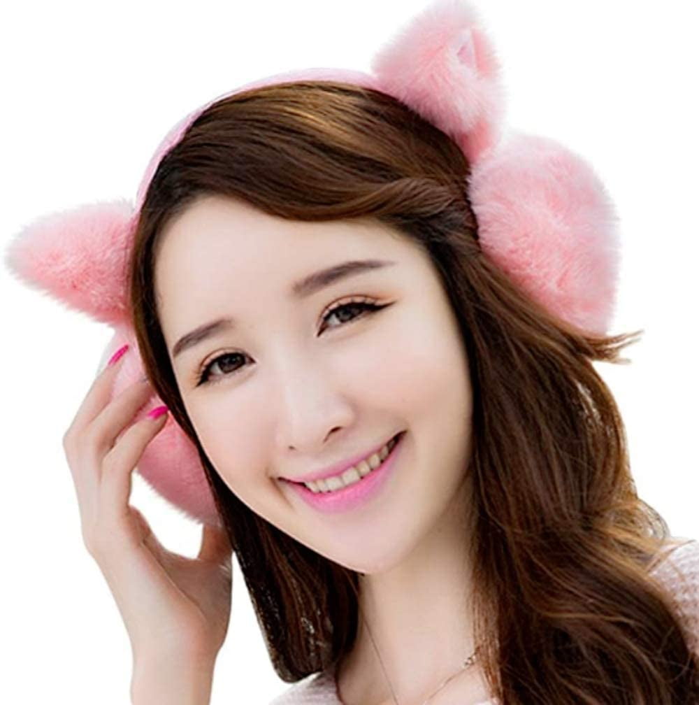 Super cute pink/gray earwarmer