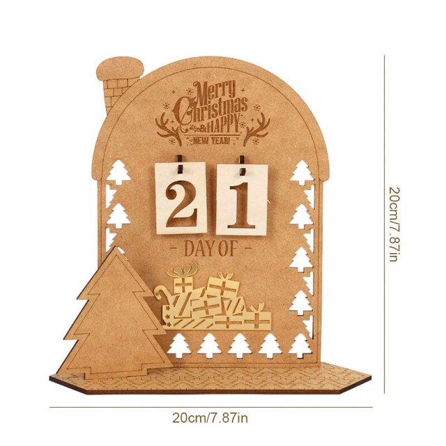 Calendario de Adviento de madera para Navidad, decoración de Cuenta Regresiva para el hogar, adorno de mesa de Navidad, regalo artesanal de Año Nuevo, 2023