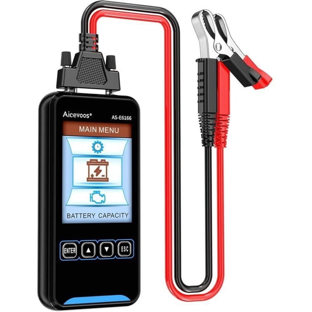Car Battery Tester, 100-2000 CCA, 12V/24V Compatible with Auto, Compact Easy-to-Use
