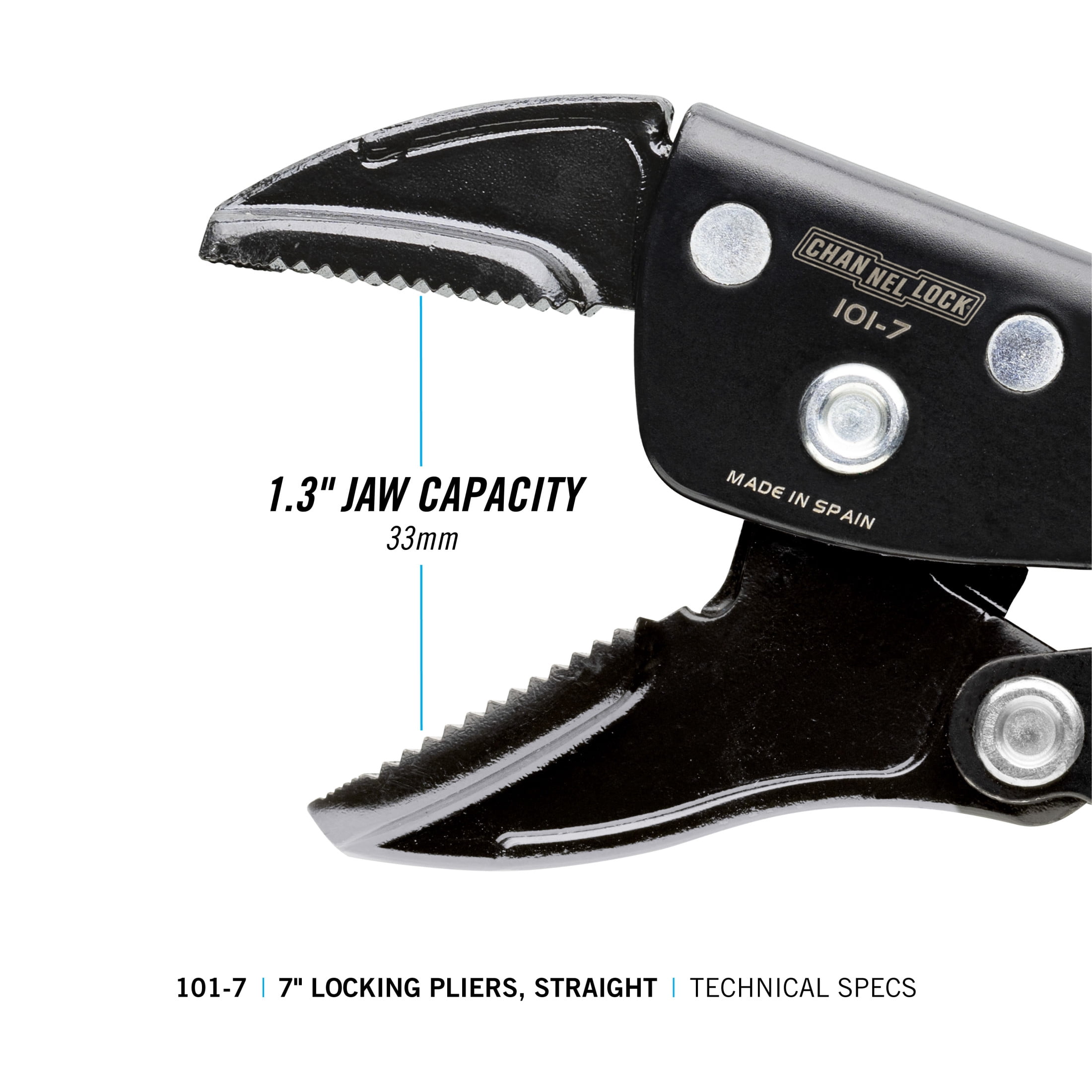 CHANNELLOCK 7-inch Straight Jaw Locking Pliers, Ideal for Excellent Clamping on Flat Stock and Fasteners (101-7)