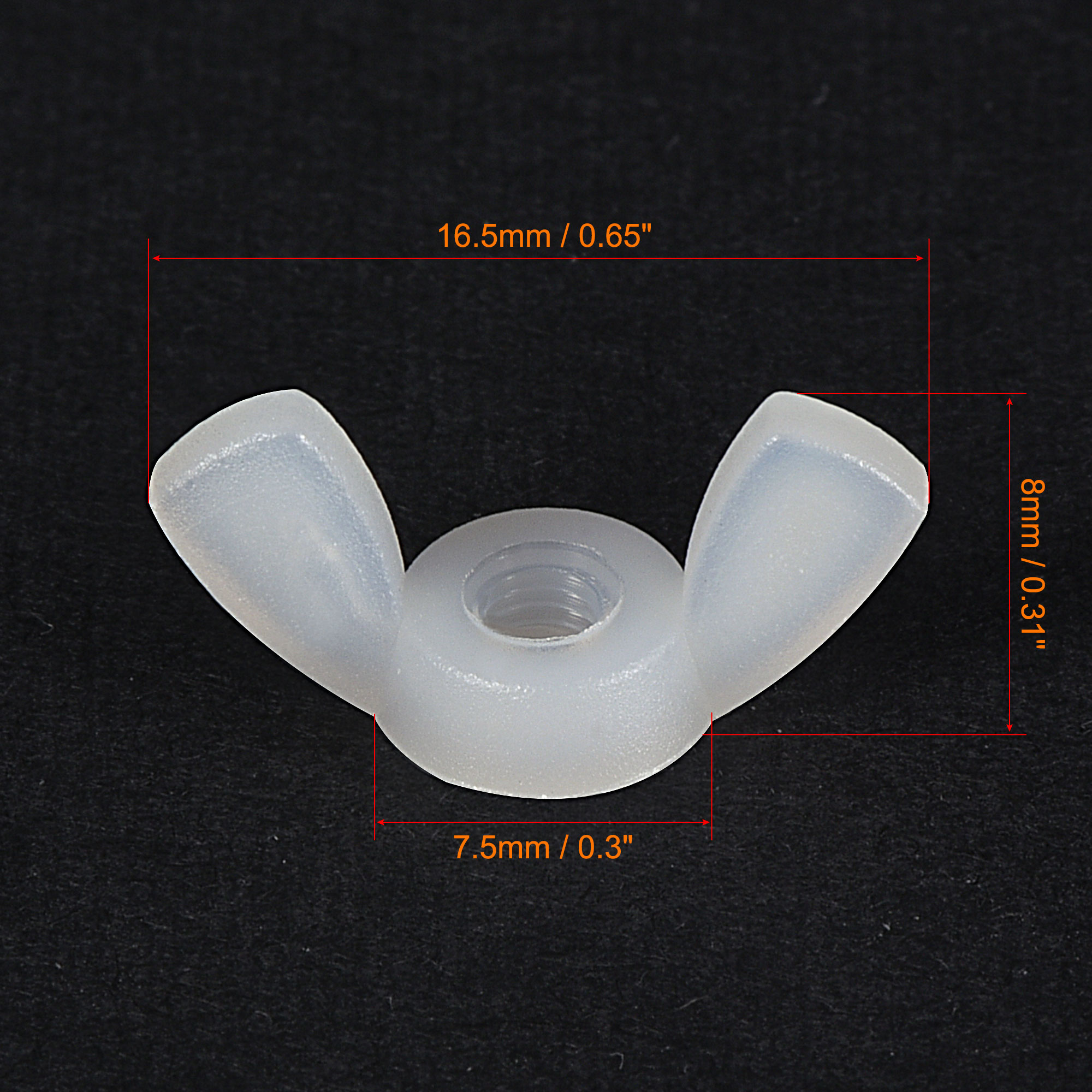Uxcell M3 Wing Nuts Butterfly Nut Nylon  Hand Twist Tighten Fasteners White 25 Pack - image 2 of 5