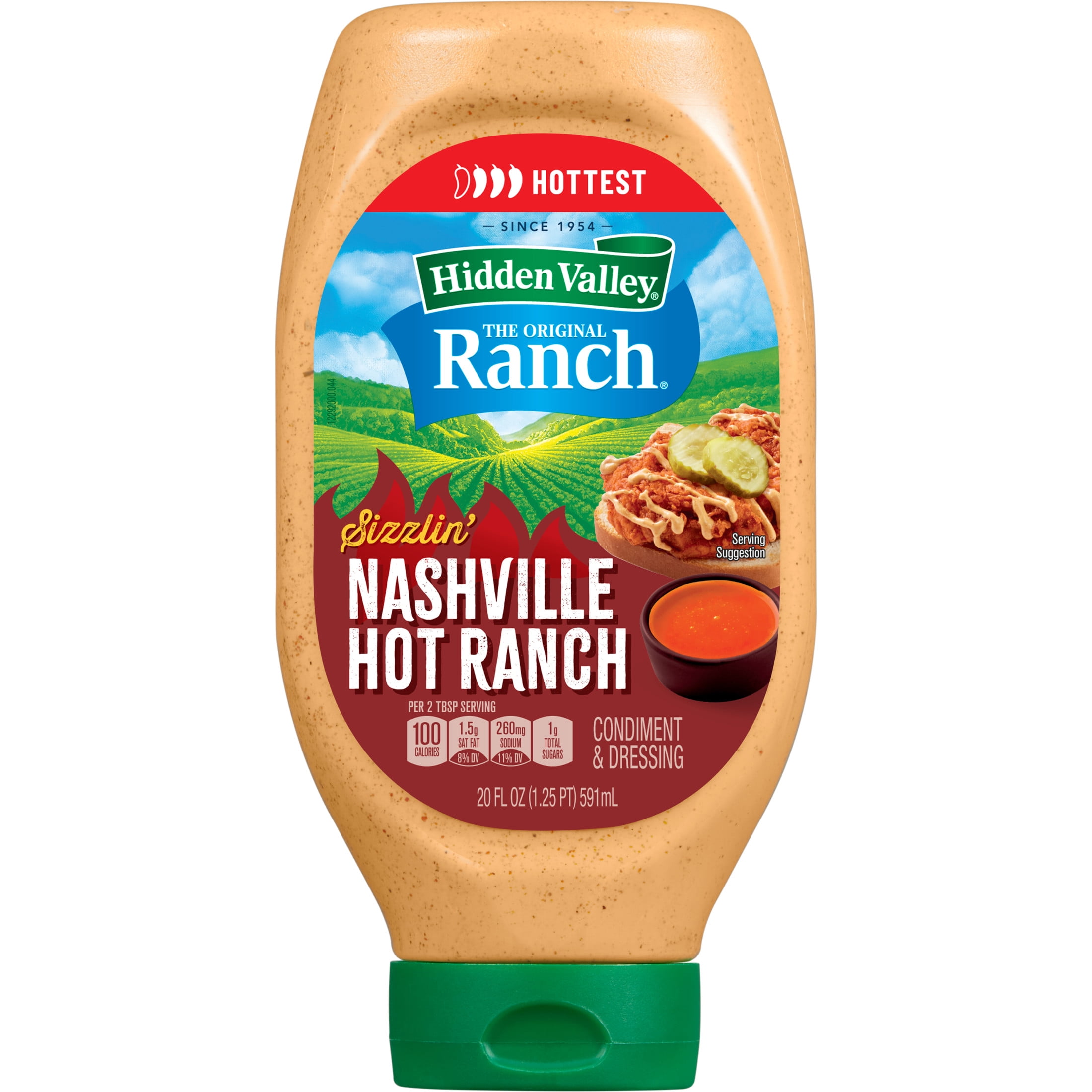 Hidden Valley Sizzlin' Nashville Hot Ranch Dip Sauce Condiment & Dressing, 20 fl oz Squeeze Bottle