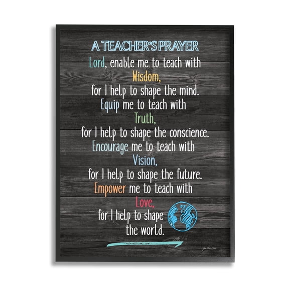 Stupell Uplifting Teacher's Prayer Spiritual Inspirational Painting Black Framed Art Print Wall Art