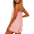 thumbnail image 5 of Endives Womens Cami Pajama Sets Home Wear Low Cut Tank Top and Shorts Set Solid Color 2 Piece Pajamas Sets Camisole Lounge Set Sleepwear, 5 of 6