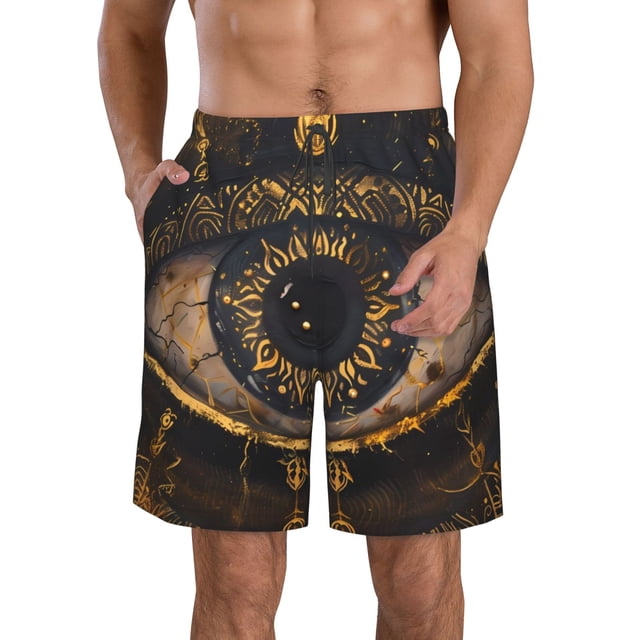 Fotbe Mystical Golden Eye Trajes de Baño Estampados para Hombre, Shorts de Verano de Secado Rápido, Ropa de Playa, Bañadores-X-Large