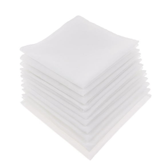 10 Morceaux de Coton Blanc Solide, Dames Hanky Parfait pour le Dessin de Mariage Ou Brodé 28x28cm 10pcs
