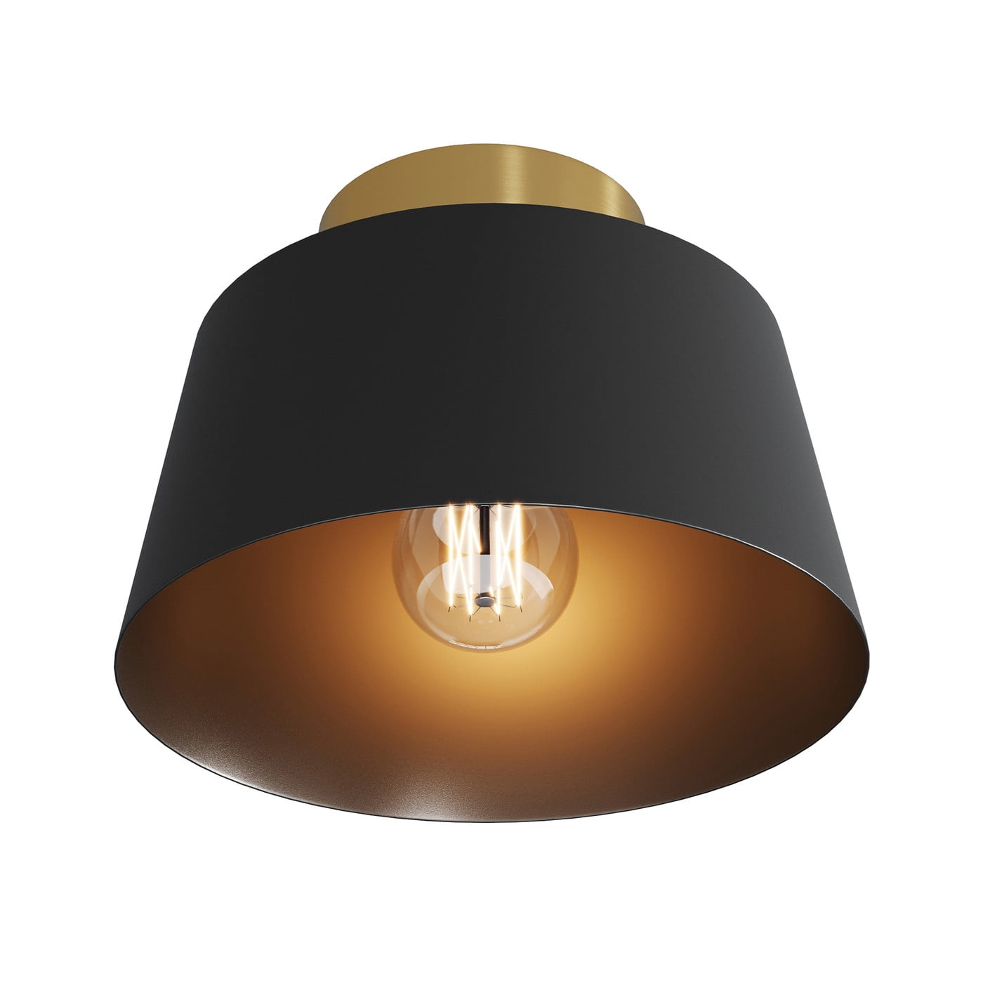 Aiwen Semi Flush Mount Ceiling Light Fixture Drum Light With Black Metal Shade Modern Lighting For Bedroom Hallway Living Room