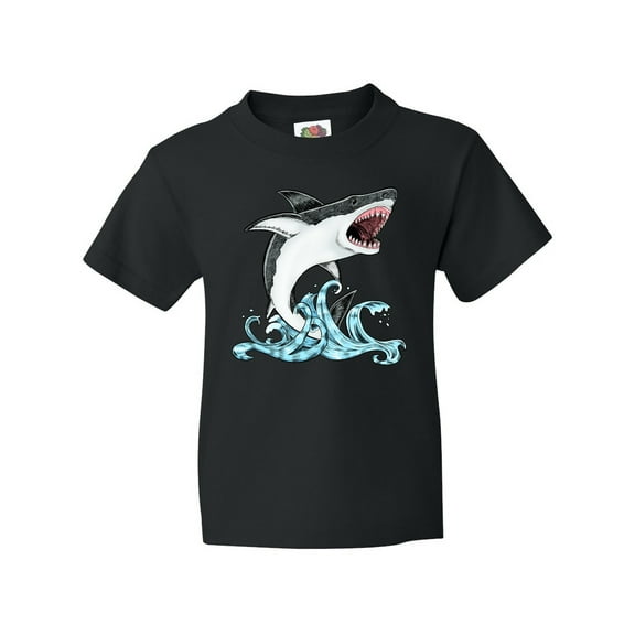 Inktastic Great White Shark Jumping Youth T-Shirt