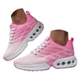 thumbnail image 3 of Womens Platform Sneakers Fashion Pattern Lace up Tennis Shoes with Air Cushion Comfy Breathable Running Athletic Shoes Pink Size 9, 3 of 7