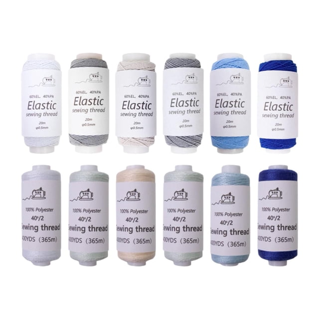 segolike 12 Pieces Multi Color Thread Set Crafting Thread for Knitting Hand Stitching Blue and Gray