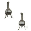 Kay Home Products Sonora Outdoor Wood Burning Metal Chimenea Fireplace (2 Pack)