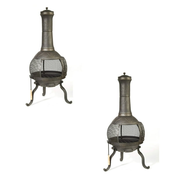 Kay Home Products Sonora Outdoor Wood Burning Metal Chimenea Fireplace (2  Pack) - Walmart.com