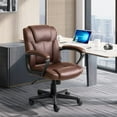 thumbnail image 2 of Lacoo Faux Leather Mid-Back Executive Office Desk Chair with Lumbar Support, Brown, 2 of 7