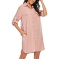 thumbnail image 6 of LUSMAY Women's Casual Button Down Shirt Dress Long Sleeve Cover Up Blouse Tops with Pockets, 6 of 7
