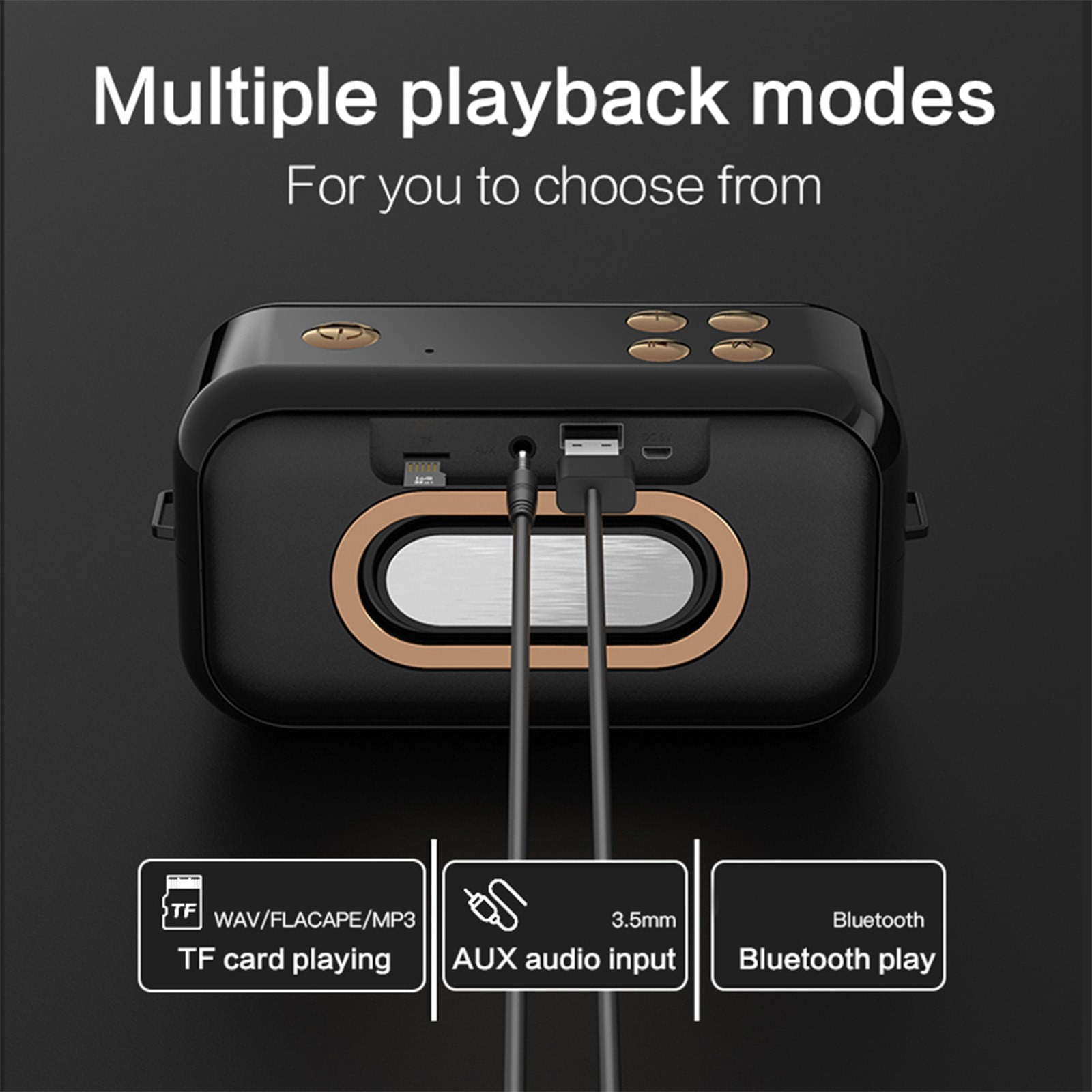 LACKUST Bluetooth Speaker Outdoor Portable Bluetooth Stereo Radio Wireless Handheld Support,Black
