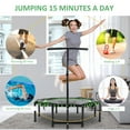 thumbnail image 3 of Soozier Mini-Trampoline Pliable de 48 Pouces avec Guidon en T Ajustable pour la Mise en Forme et l'Exercice des Adultes, Tapis en Acier Vert et PP, Usage Intérieur/extérieur, 48 Pouces x 48 Pouces-54,3 Pouces H, 3 of 7