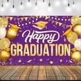 thumbnail image 1 of Banner de Feliz Graduación Morado y Dorado - Fondo grande morado y dorado para decoraciones de graduación moradas de la Clase 2024 | Decoraciones para fiestas de graduación 2024, 1 of 7