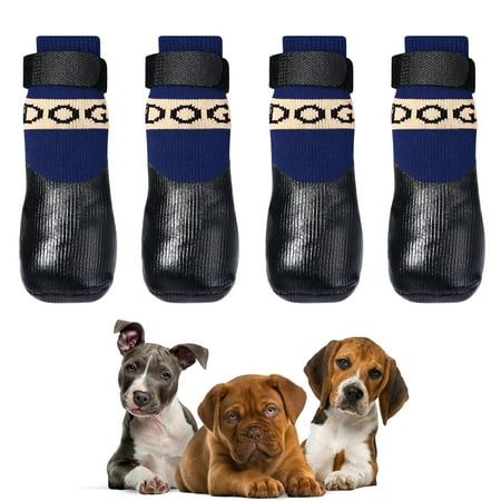 Avaner Anti-Slip Dog Socks Boots  Waterproof Dog Shoes for Winter Outdoor Hold/Cold Pavement  Snow Rain Days  Non Slip Paw Protectors Booties for Hardwood Floors Puppy Senior Dog Bule XL