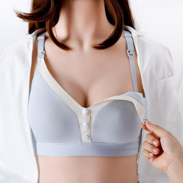 Women Cotton Maternity Breastfeeding Bra Front Open Breathable Nursing Bra  Solid Cotton Wirefree Bralettes