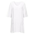 thumbnail image 4 of Pisexur Robe à Manches Longues Col en V Mode Women Dresses Col en V Été Uni Décontracté Manches 1/2 Vacances Plage Robe Women Robe, 4 of 7