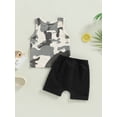 thumbnail image 4 of Arvbitana 0-3 Years Infant Baby Boys Summer Outfit Sets Sleeveless O Neck Camouflage Vest + Black Drawstring Shorts 2Pcs, 4 of 7