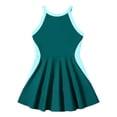 thumbnail image 4 of CUZIBR Girls Swimsuits One Piece Sleeveless Round Neck Color Block Swim Dress Bathing Suit Adjustable Strap Backless Fashionable Summer Quick Dry Beach Swimwear,Dark Green,7-8 Years, 4 of 5