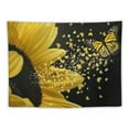 thumbnail image 5 of Shiartex Butterfly Sunflower Tapestry Yellow Floral Botanical Plant Blooming Flower Black Background Rustic Farmhouse Tapestry Wall Hanging for Bedroom Living Room Wall Art Home Decor Painting, 5 of 6
