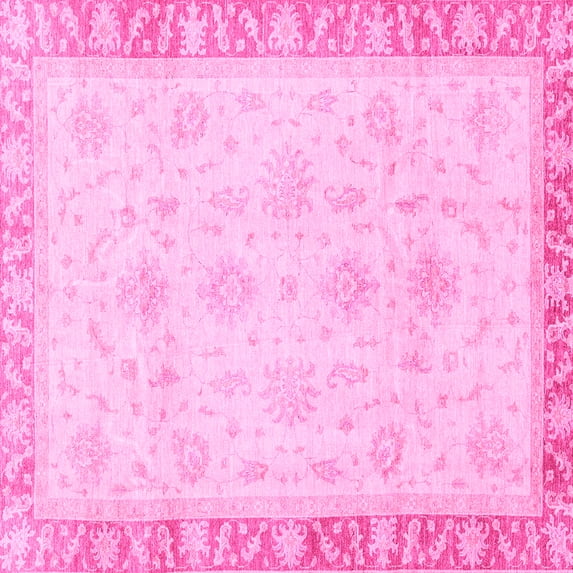 Ahgly Company Indoor Square Abstract Pink Modern Area Rugs, 6' Square