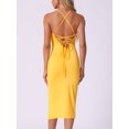 thumbnail image 3 of DARING DIVA Spaghetti Strap Sleeveless Split Bodycon  Dress XL Yellow, 3 of 6