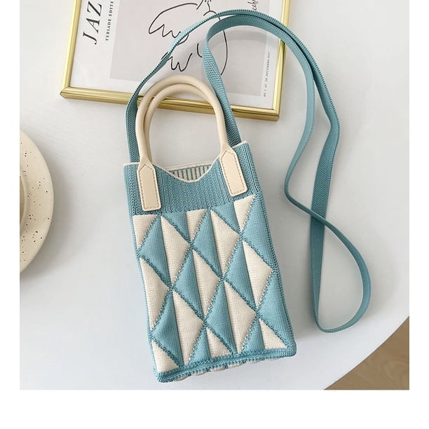 Bolso para móvil, bolso de punto, bolso de mano de gran capacidad, bolso bandolera para estudiantes, bolso de lana