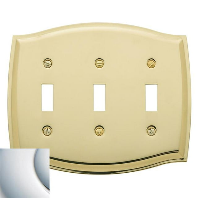 Baldwin 4780260 5.375 x 6.5 in. Colonial Switch Plate - Triple Toggle, Polished Chrome