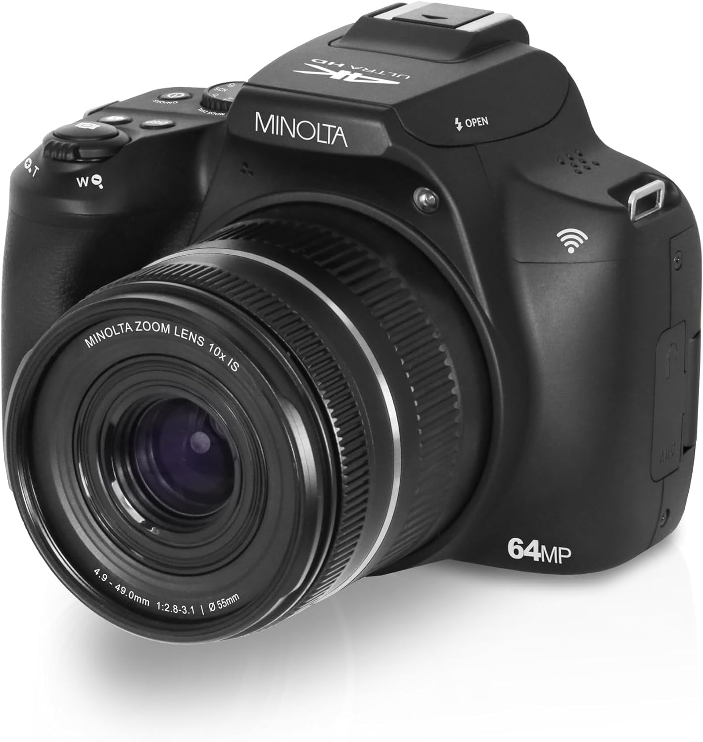Minolta MNB10Z 64 Megapixel Auto Focus Digital Camera with 10x Optical Zoom, 4K Ultra HD Video Bundle Black