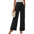 thumbnail image 2 of RYRJJ Women's Fashion Wide Leg Lounge Pants with Pockets Lightweight High Waisted Adjustable Tie Knot Loose Business Work Trousers(Black,L), 2 of 9