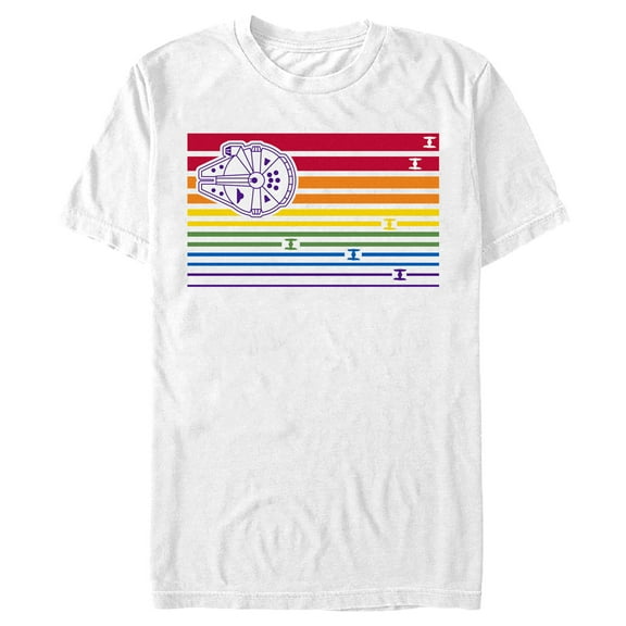Men's Star Wars Millennium Falcon Pride Flag Graphic Tee White X Large