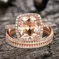 thumbnail image 2 of 5.75 Carat 10mm Cushion Cut Morganite Wedding Set Diamond Moissanite Bridal Ring 10k Rose Gold Halo 8-prongs Full Eternity Band, 2 of 6