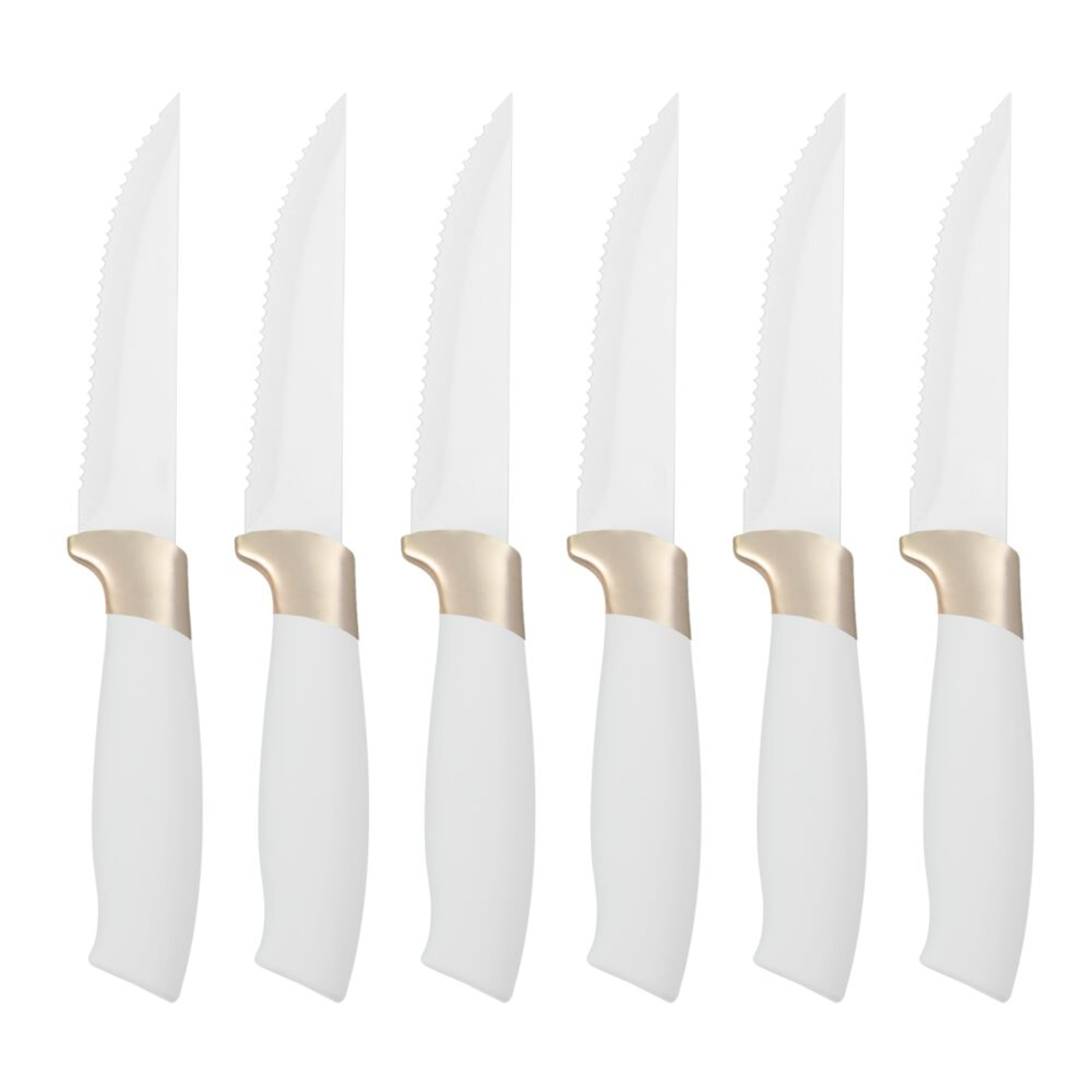 Beautiful by Drew Barrymore 3-piece Forged Kitchen Chef Knife Set in White  with Gold Accents 