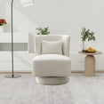 thumbnail image 2 of Swivel Accent Chair, Modern Boucle Fabric Upholstered Accent Sofa Chair with Metal Base and Pillow Comfy Single Sofa Chair with 360 Degree Swiveling Club Chair for Bedroom Living Room, Ivory, 2 of 7