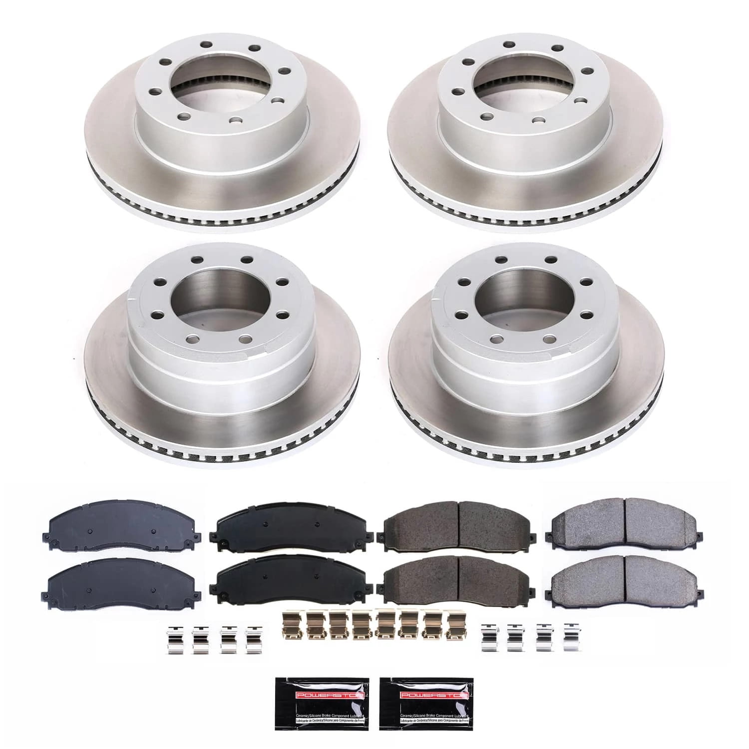 PowerStop Front and Rear Semi-Coated Rotor and Low-Dust Ceramic Brake Pad Kit SC6405