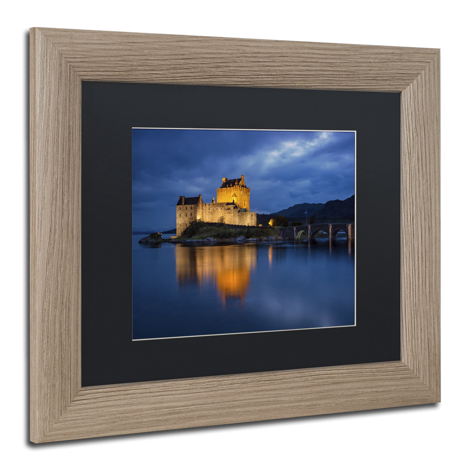Trademark Fine Art "Eilean Donan Castle" Canvas Art by Michael Blanchette Photography Black Matte, Birch Frame