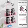 thumbnail image 3 of RGHJAR-Over the Shower Head Caddy Pink - Shower Caddy Hanging with 3 Soap Holders, Stainless Steel Bathroom Organizer and Storage, Rustproof, 3 of 4