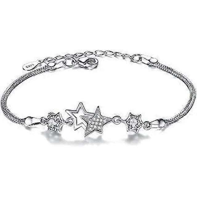 Pulsera con dije de estrellas centelleantes, pulsera de estrellas con cuentas, pulsera minimalista, pulsera para uso diario, pulsera de eslabones, pulsera celestial, regalo
