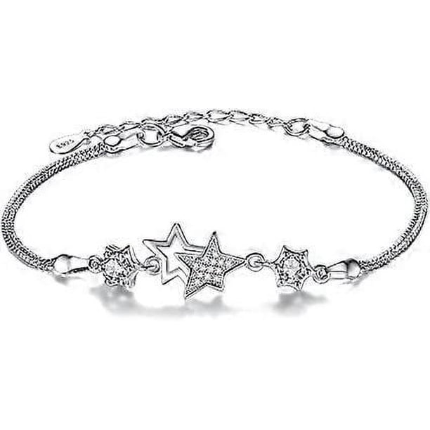 Pulsera con dije de estrellas centelleantes, pulsera de estrellas con cuentas, pulsera minimalista, pulsera para uso diario, pulsera de eslabones, pulsera celestial, regalo